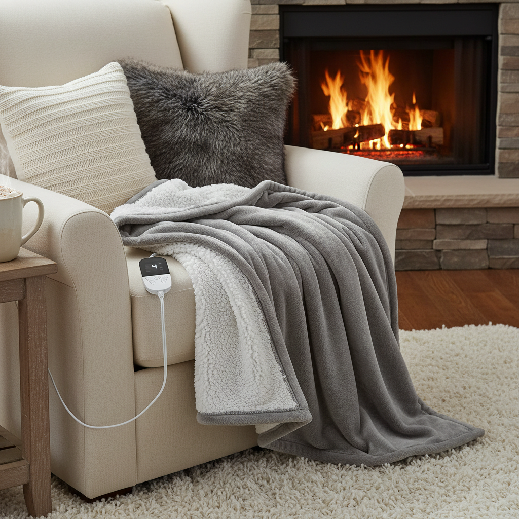 150x180cm Heated Blanket-Electric Blanket,Soft Heated Throw Blanket with 6 Heating Levels & 4 Hours auto-Off